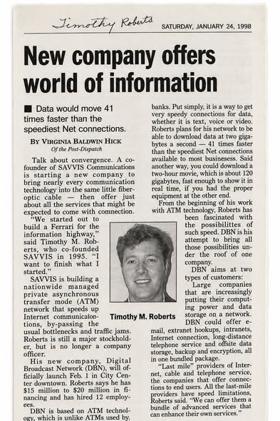 St. Louis Post-Dispatch article, January 24, 1998: New company offers world of information