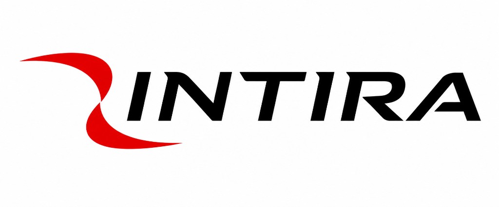 INTIRA logo with red swoosh mark and italic INTIRA wordmark